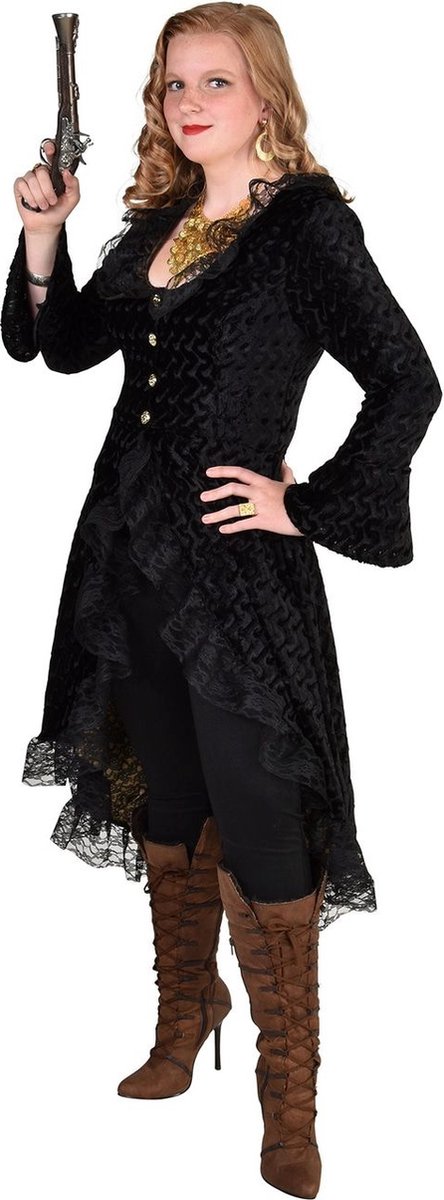 Steampunk Kostuum | Luxe Duistere Steampunk Mantel Vrouw | XL / XXL | Halloween | Verkleedkleding